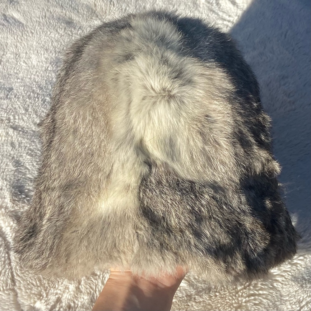 Vintage genuine rabbit fur hat large
